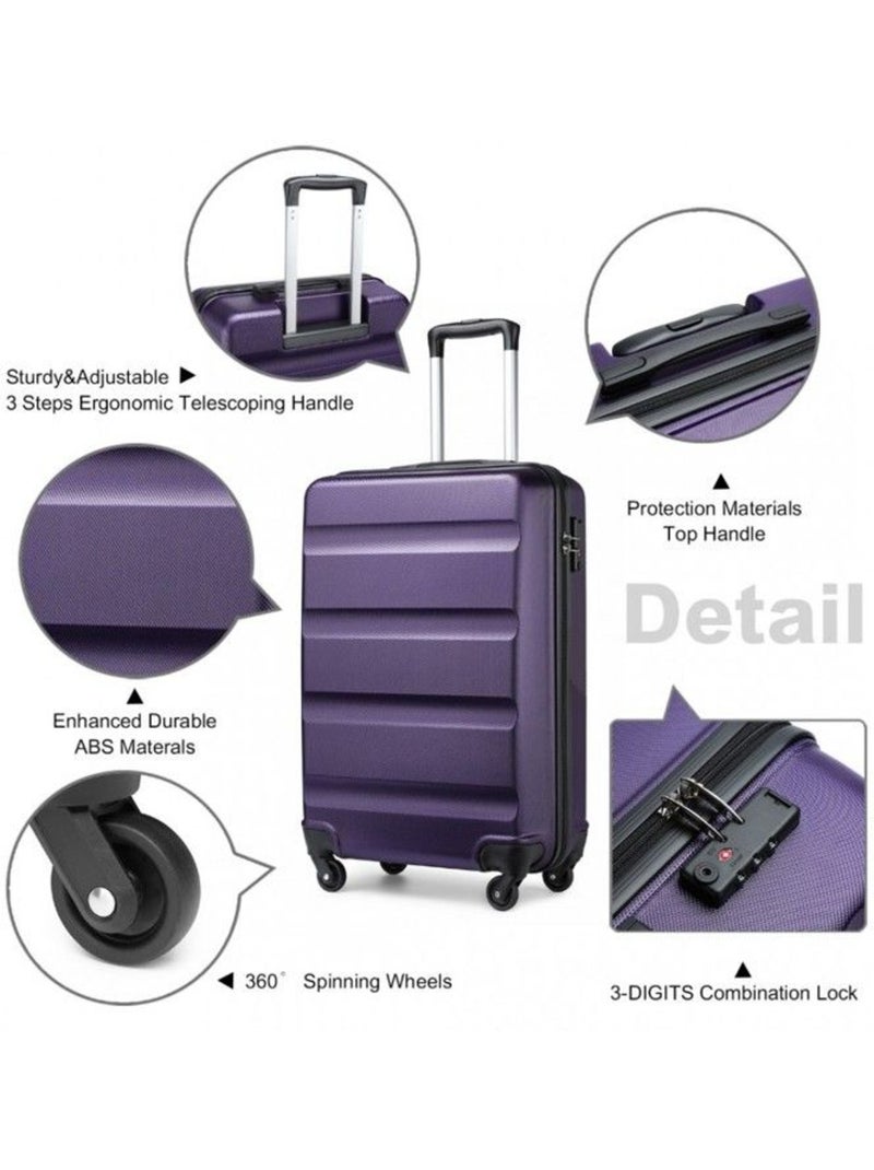 Valise cabine - rigide, abs, légère, 4 roulettes, serrure tsa - kono Violet - Kiabi