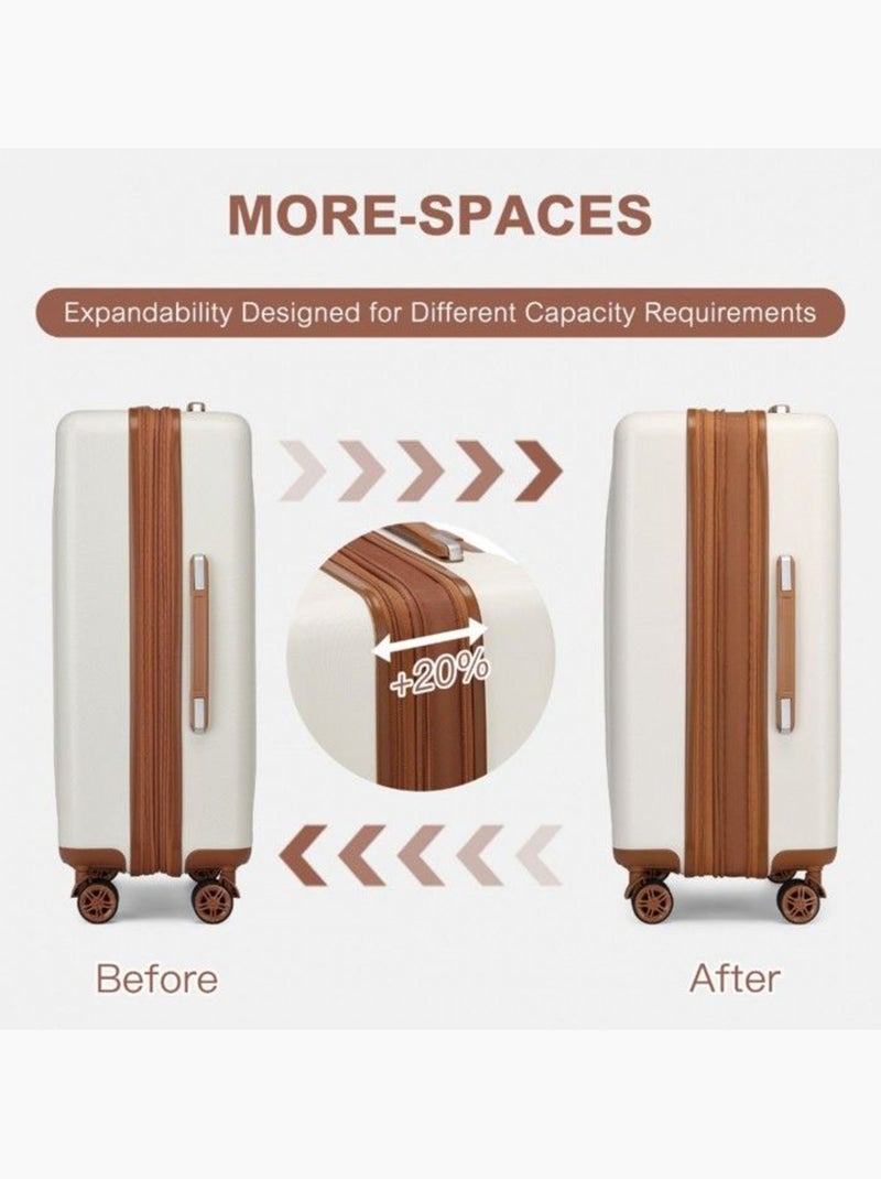 Valise cabine - rigide, abs + polycarbonate, légère, 4 roulettes - kono Beige - Kiabi