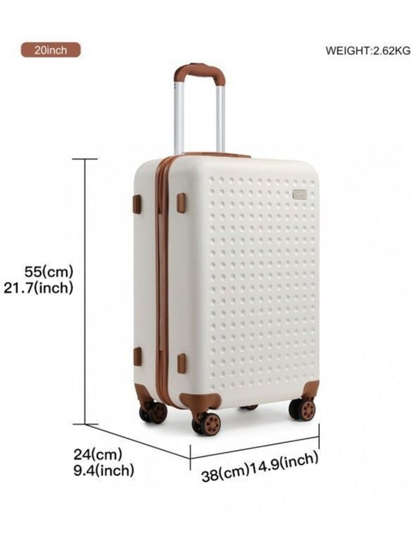 Valise cabine - rigide, abs + polycarbonate, légère, 4 roulettes - kono Blanc - Kiabi