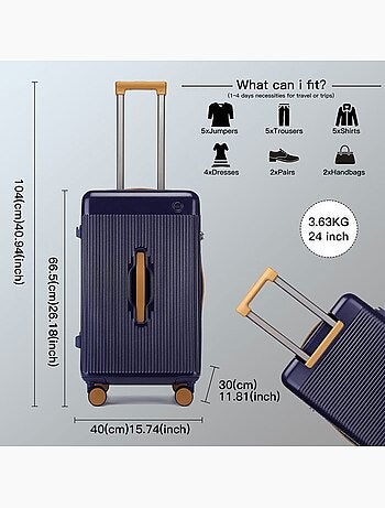 Valise cabine - rigide, abs + polycarbonate, légère, 4 roulettes - kono