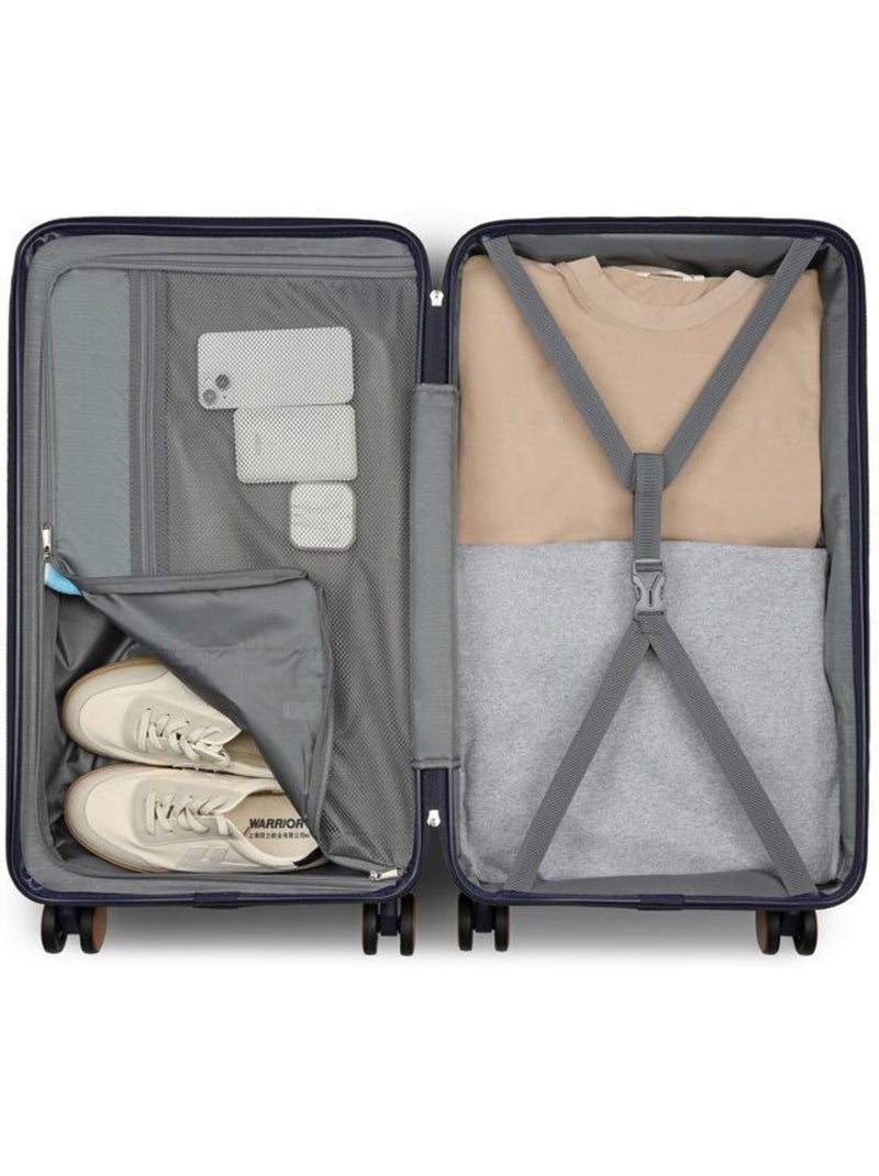 Valise cabine - rigide, abs + polycarbonate, légère, 4 roulettes - kono Bleu - Kiabi