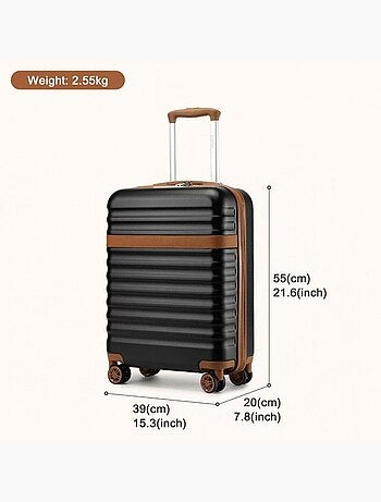 Valise cabine - rigide, abs + polycarbonate, légère, 4 roulettes - kono