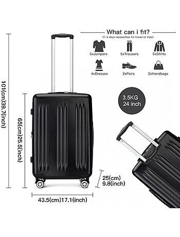 Valise cabine - rigide, abs + polycarbonate, légère, 4 roulettes - kono