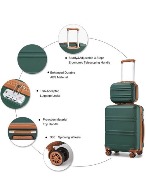 Valise cabine - rigide, abs + polycarbonate, légère, 4 roulettes - kono - Kiabi