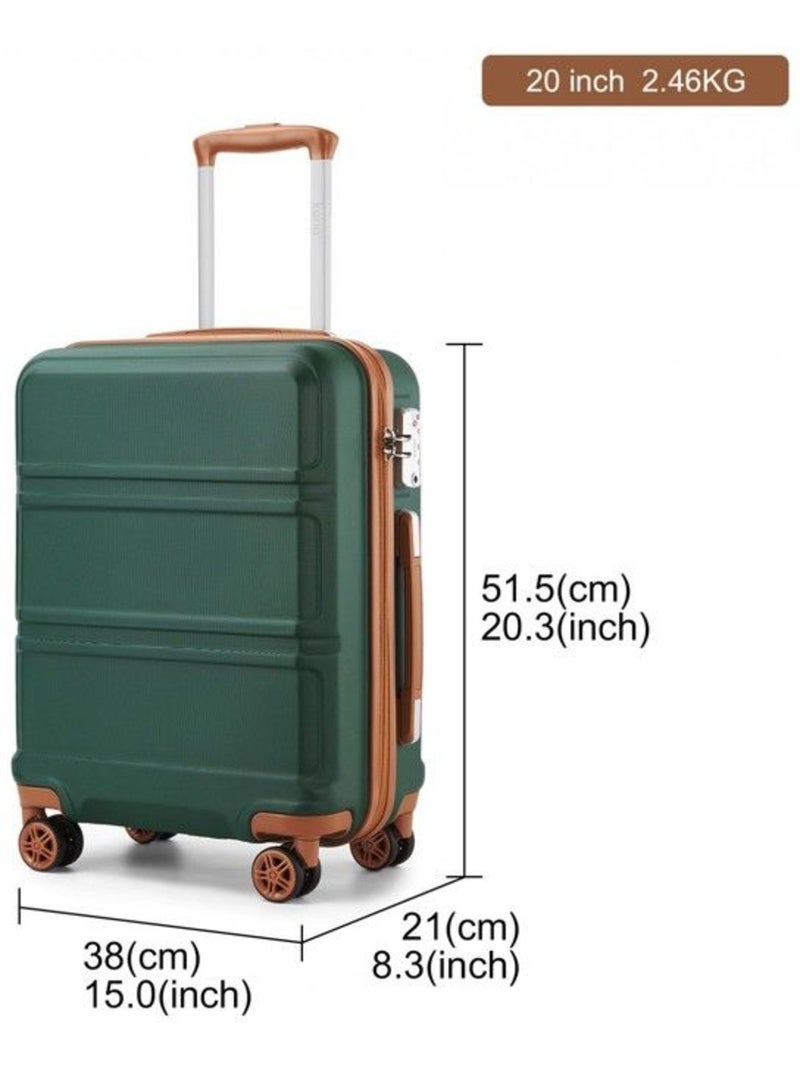 Valise cabine - rigide, abs + polycarbonate, légère, 4 roulettes - kono Vert - Kiabi