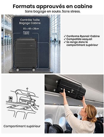 Valise cabine - rigide, polycarbonate, légère, 4 roulettes - kono