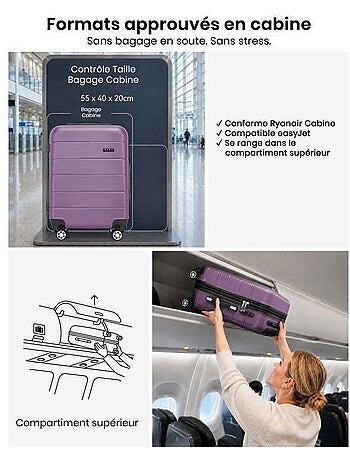 Valise cabine - rigide, polycarbonate, légère, 4 roulettes - kono