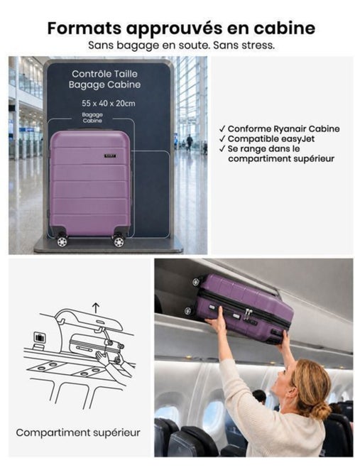 Valise cabine - rigide, polycarbonate, légère, 4 roulettes - kono - Kiabi Valise cabine - rigide, polycarbonate, légère, 4 roulettes - kono - Kiabi