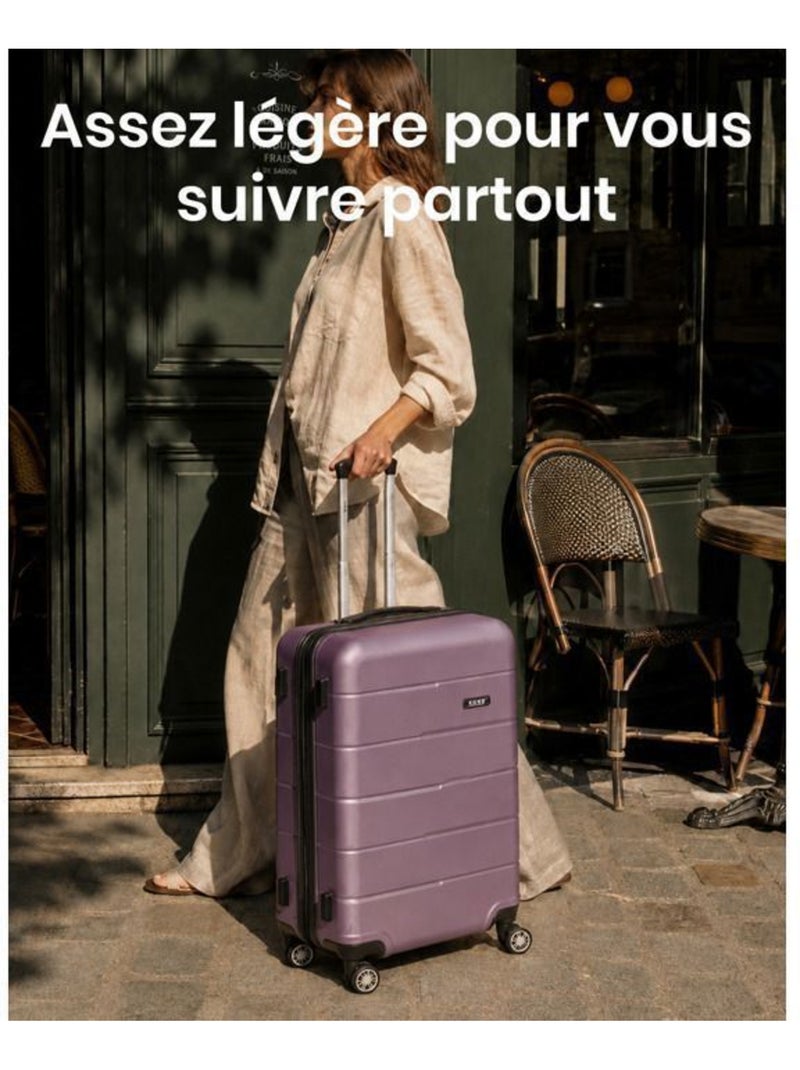 Valise cabine - rigide, polycarbonate, légère, 4 roulettes - kono Violet - Kiabi