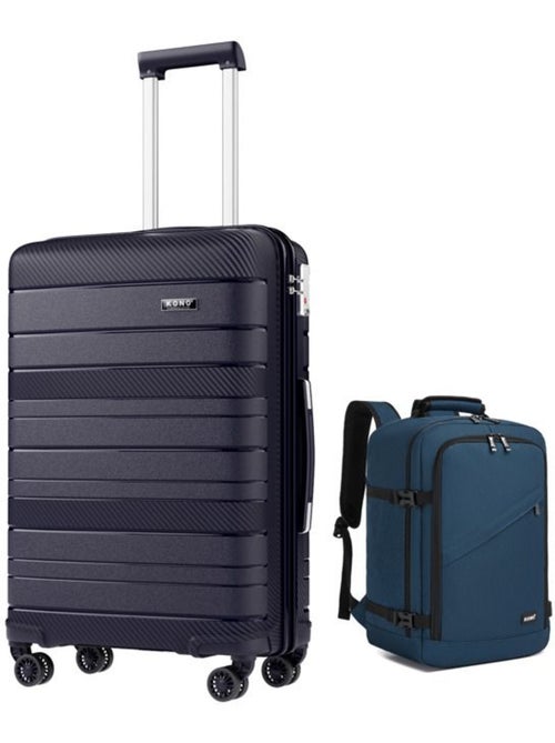Valise cabine - rigide, polypropylène, 4 roulettes, serrure tsa - kono - Kiabi