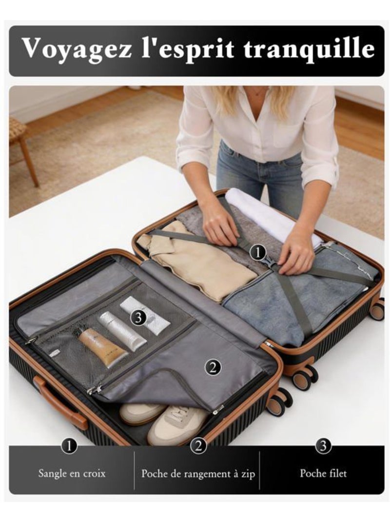 Valise cabine - rigide, polypropylène, légère - british traveller Noir - Kiabi
