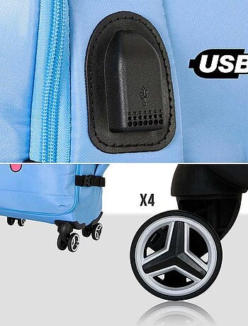 Valise Cabine 4 Roues - Disney Lilo et Stitch Face - Bleu - Taille Unique