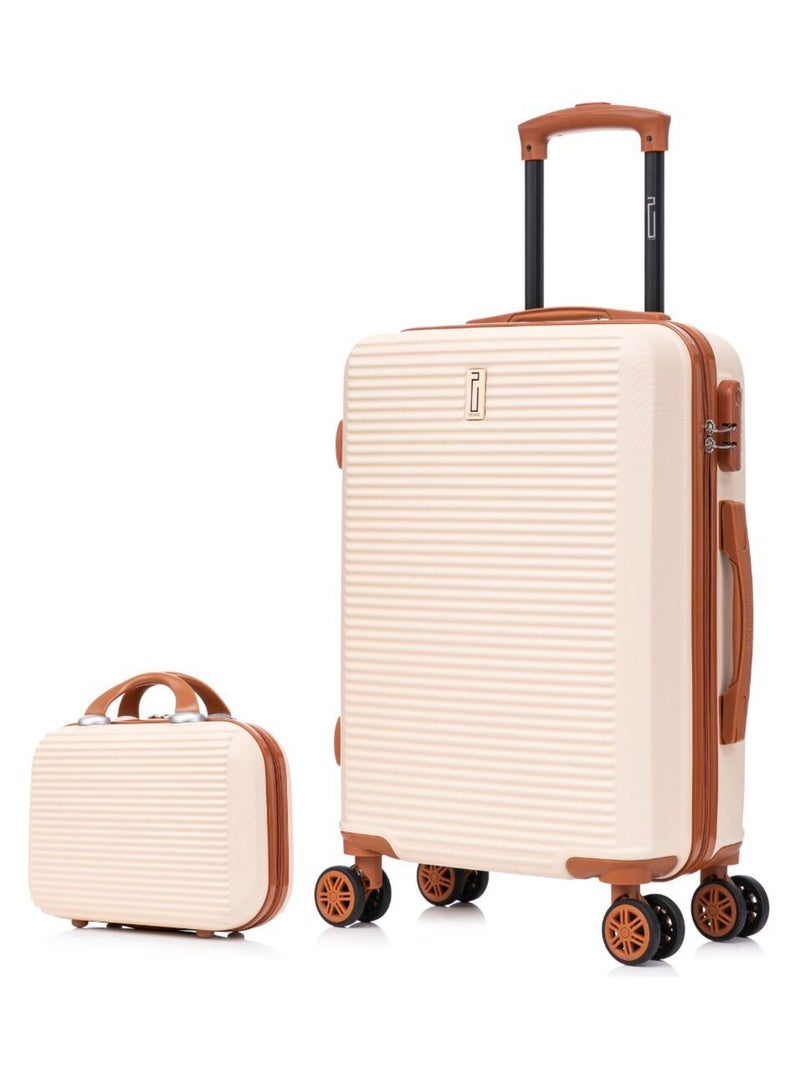 Valise Cabine 55x35x25cm avec Vanity | Modèle Weekend | CELIMS France Crème - Kiabi