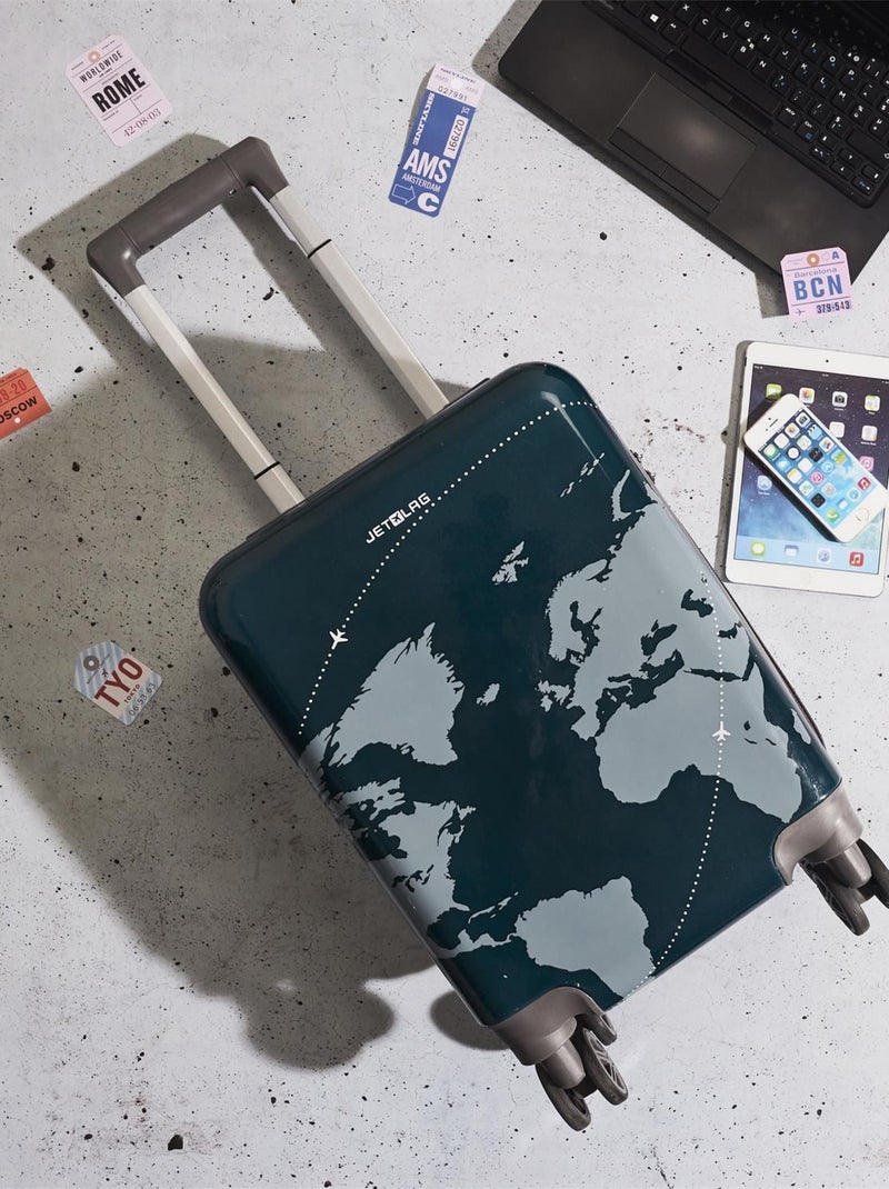 Valise cabine à motif carte du monde Gris - Kiabi