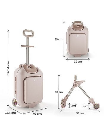 Valise Cabine Enfant Kinderkraft CABBY 2 en 1 porteur avec siège pliable compacte 20l