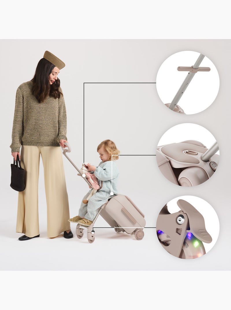 Valise Cabine Enfant Kinderkraft CABBY 2 en 1 porteur avec siège pliable compacte 20l Beige/Rose - Kiabi