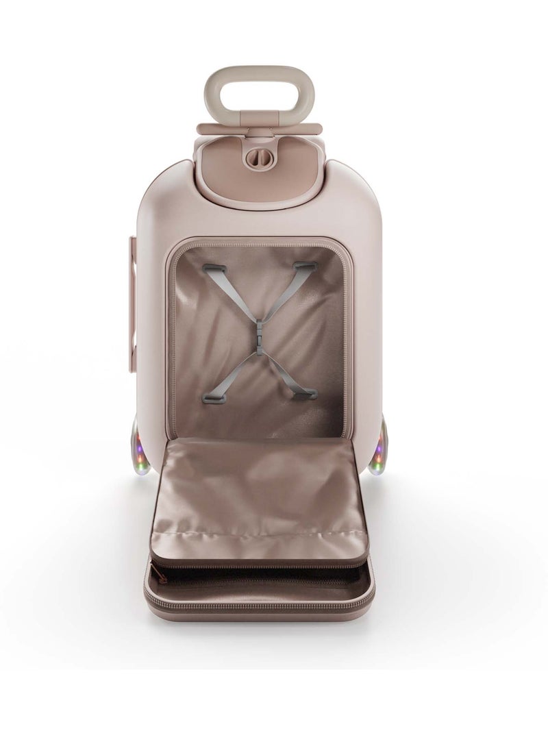 Valise Cabine Enfant Kinderkraft CABBY 2 en 1 porteur avec siège pliable compacte 20l Beige/Rose - Kiabi