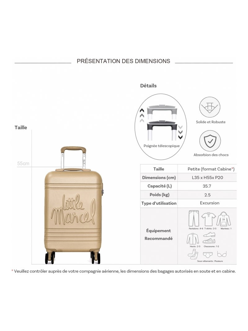 Valise cabine passe-partout rigide 55 cm Beige - Kiabi