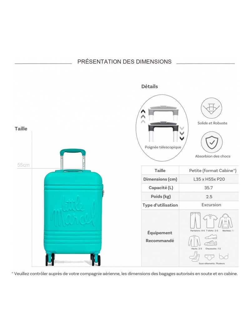 Valise cabine passe-partout rigide 55 cm Bleu - Kiabi