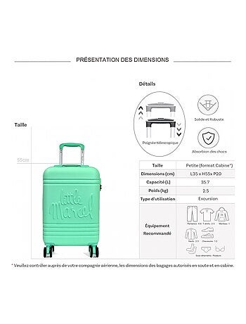 Valise cabine passe-partout rigide 55 cm
