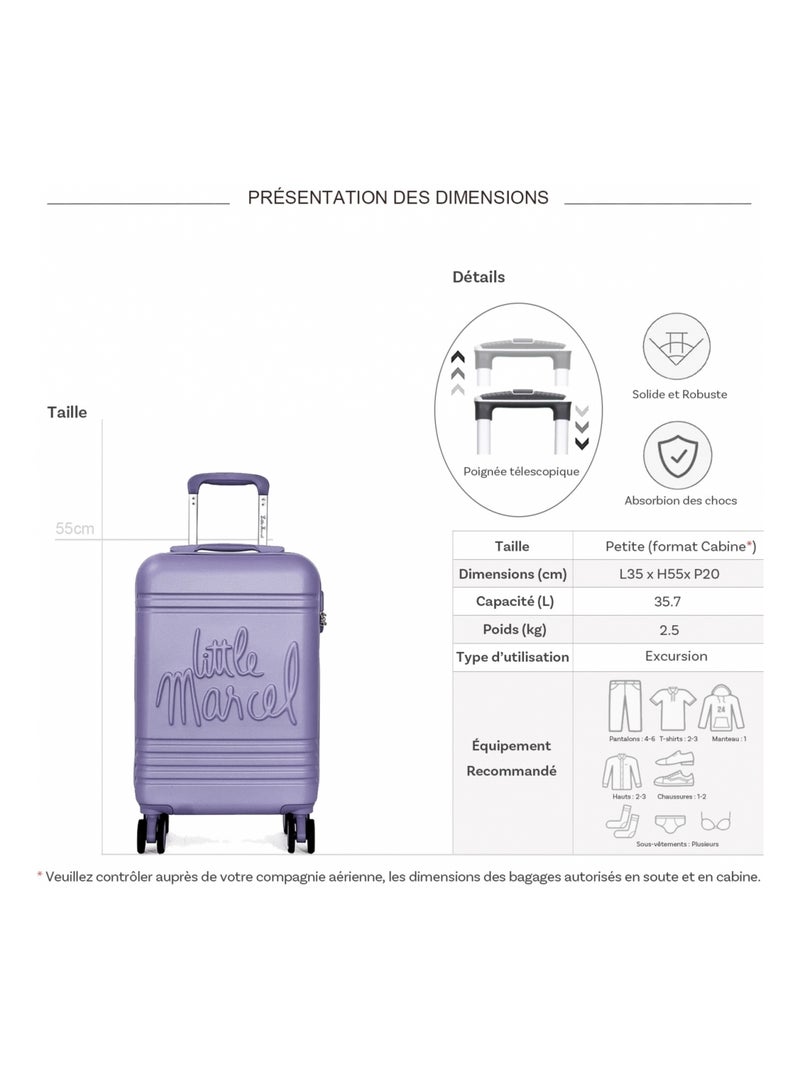 Valise cabine passe-partout rigide 55 cm Violet - Kiabi