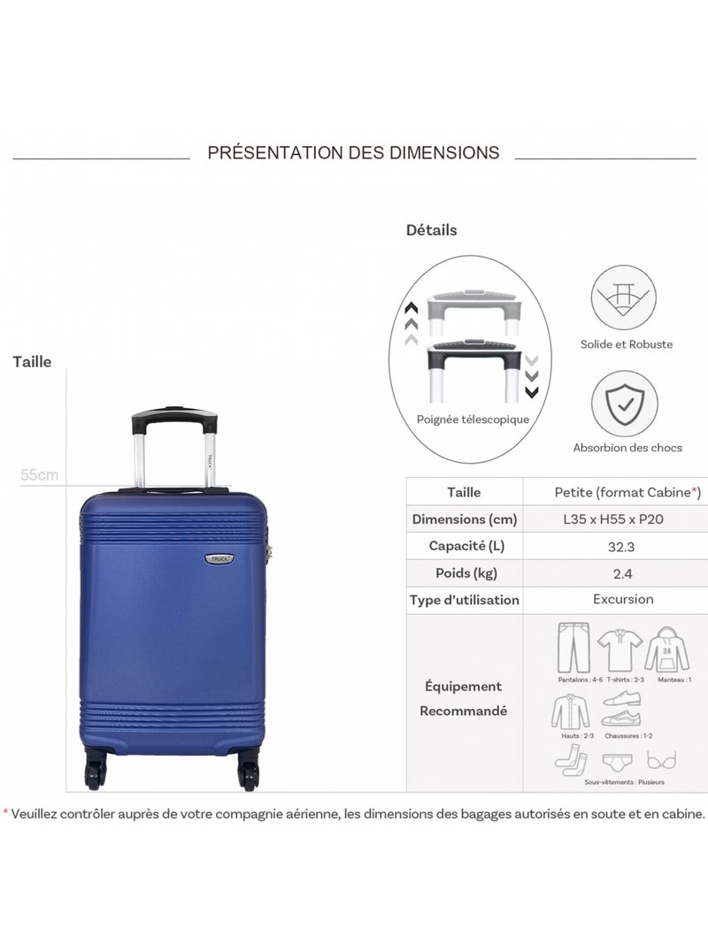 Valise cabine passe-partout rigide 55cm Bleu - Kiabi