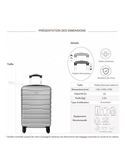 Valise cabine passe-partout rigide 55cm - Kiabi