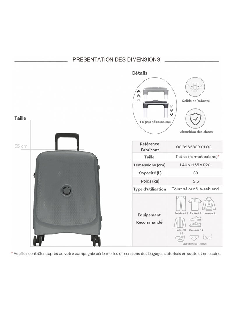 Valise cabine rigide Beaumont TSA Polypropylène 55cm gris anthracite - Kiabi
