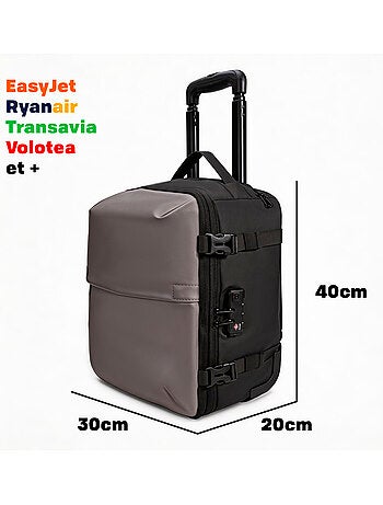 Valise Cabine Sous le siège 40x30x20 cm avec Trolley | Pompe Inclus | Cadenas TSA | CELIMS France