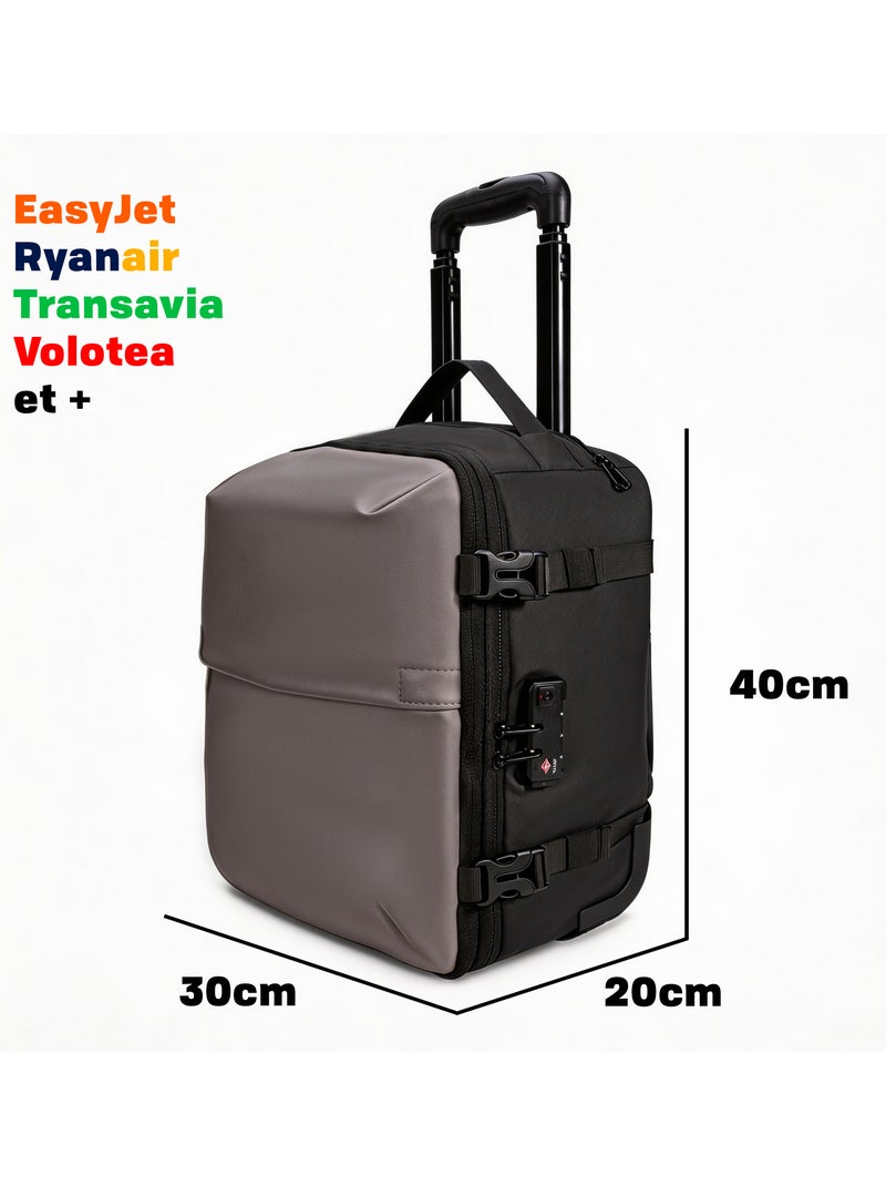 Valise Cabine Sous le siège 40x30x20 cm avec Trolley | Pompe Inclus | Cadenas TSA | CELIMS France Gris - Kiabi