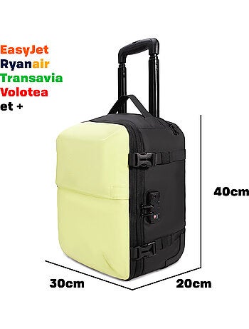 Valise Cabine Sous le siège 40x30x20 cm avec Trolley | Pompe Inclus | Cadenas TSA | CELIMS France