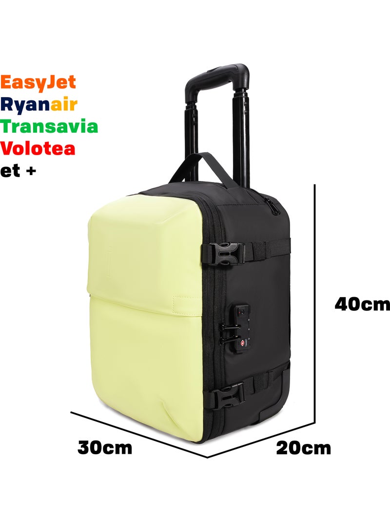 Valise Cabine Sous le siège 40x30x20 cm avec Trolley | Pompe Inclus | Cadenas TSA | CELIMS France Jaune - Kiabi