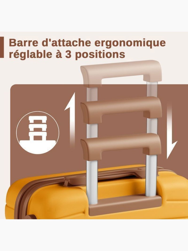 Valise de soute - 55x40x20 cm, rigide abs + pc, 4 roues 360° - kono Jaune - Kiabi