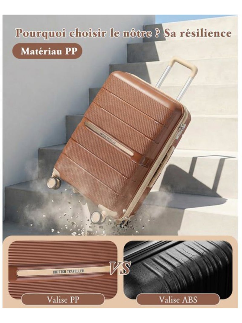 Valise de soute - 56x37x22 cm, rigide polypropylène (pp) - british traveller Marron - Kiabi