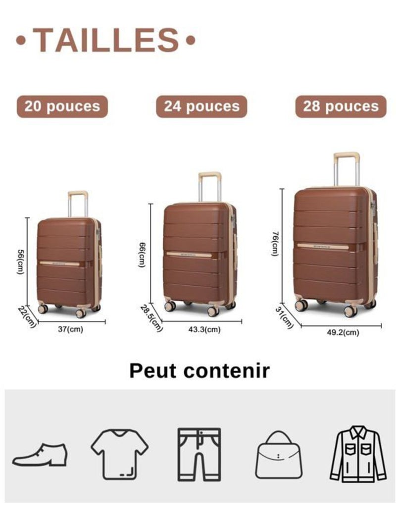 Valise de soute - 56x37x22 cm, rigide polypropylène (pp) - british traveller Marron - Kiabi