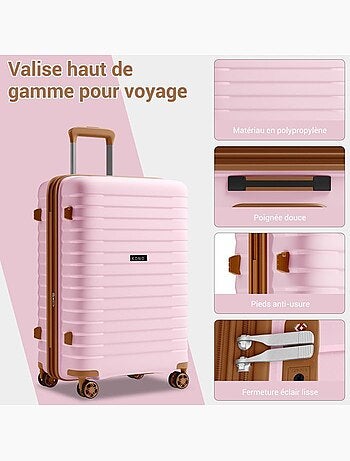 Valise de soute - 65x43.5x28.5 cm, rigide polypropylène (pp), extensible, 4 roues 360° - kono