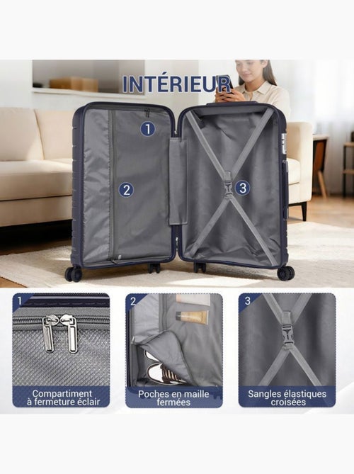 Valise de soute - 65x44x27 cm, rigide polypropylène (pp), 4 roues 360°, serrure tsa - kono - Kiabi Valise de soute - 65x44x27 cm, rigide polypropylène (pp), 4 roues 360°, serrure tsa - kono - Kiabi