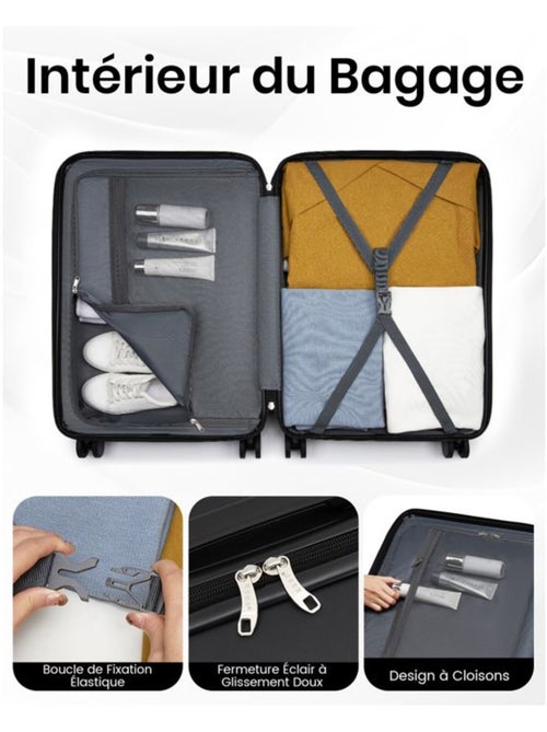 Valise de soute - 66x45x25 cm, rigide abs + pc, 4 roues 360°, serrure à code - kono - Kiabi Valise de soute - 66x45x25 cm, rigide abs + pc, 4 roues 360°, serrure à code - kono - Kiabi