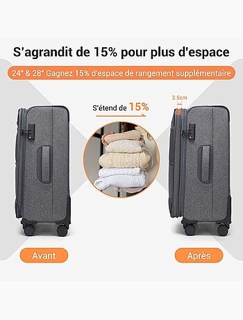 Valise de soute - 68.5x44x28.5 cm, souple, 4 roues 360°, serrure tsa - british traveller