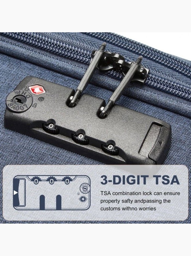 Valise de soute - 69.5x43.5x26 cm, souple, 4 roues 360°, serrure tsa - british traveller Bleu - Kiabi