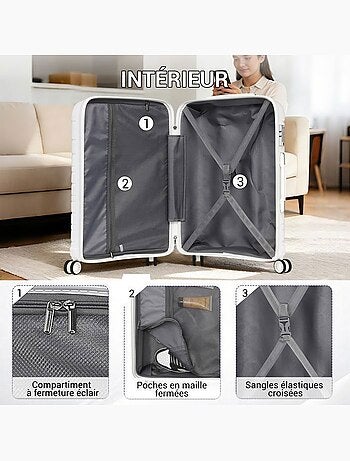 Valise de soute - 76x49x30 cm, rigide polypropylène (pp), 4 roues 360°, serrure tsa - kono