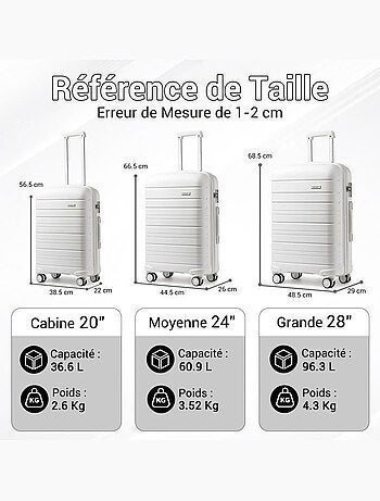Valise de soute - 76x49x30 cm, rigide polypropylène (pp), 4 roues 360°, serrure tsa - kono