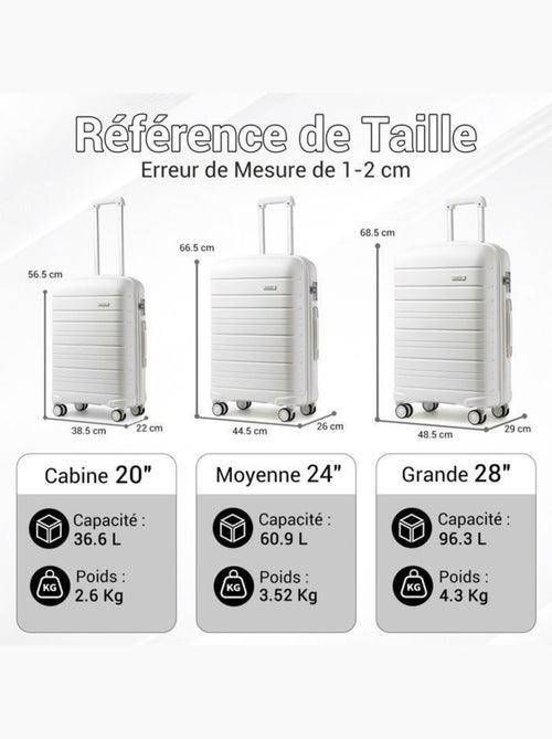 Valise de soute - 76x49x30 cm, rigide polypropylène (pp), 4 roues 360°, serrure tsa - kono - Kiabi Valise de soute - 76x49x30 cm, rigide polypropylène (pp), 4 roues 360°, serrure tsa - kono - Kiabi