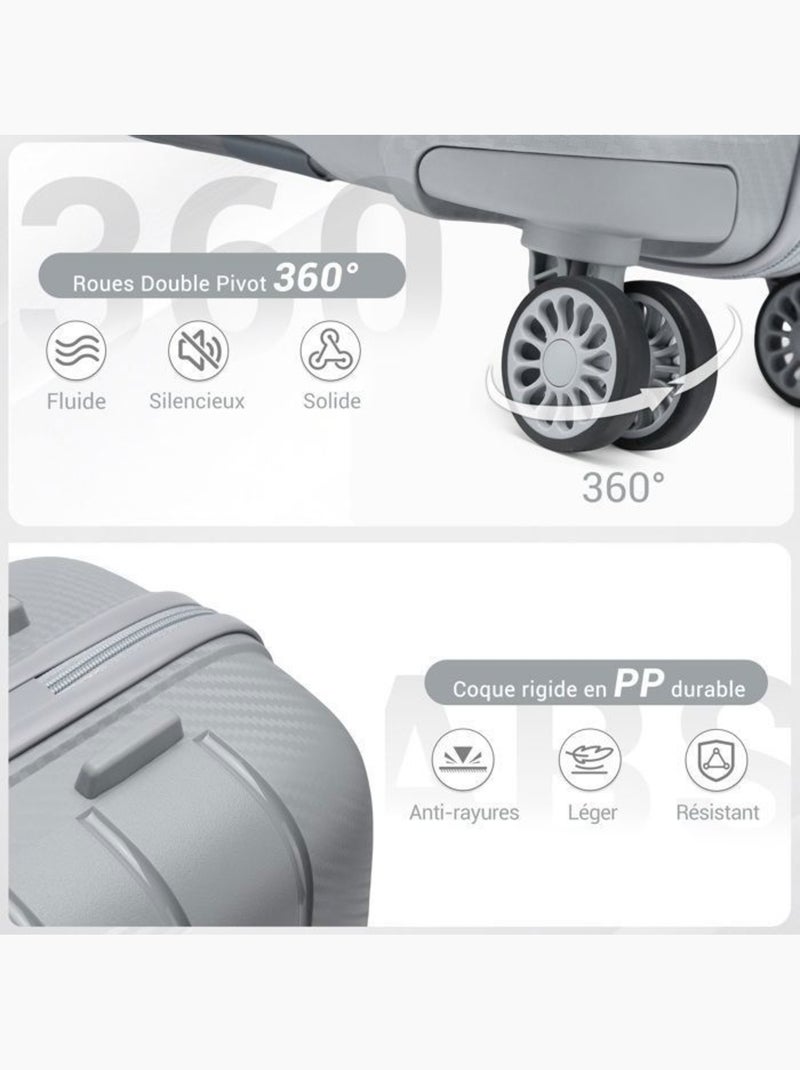 Valise de soute - 76x49x30 cm, rigide polypropylène (pp), 4 roues 360°, serrure tsa - kono Gris - Kiabi