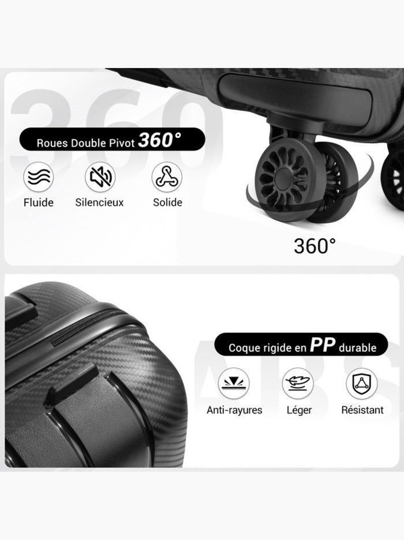 Valise de soute - 76x49x30 cm, rigide polypropylène (pp), 4 roues 360°, serrure tsa - kono Noir - Kiabi