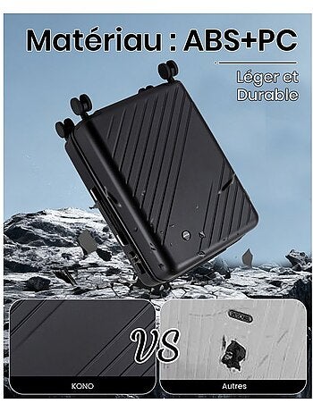 Valise de soute - 76x50x29 cm, rigide abs + pc, 4 roues 360°, serrure à code - kono