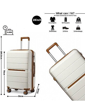 Valise de soute - 76x50x31 cm, rigide polypropylène (pp), 4 roues 360° - british traveller