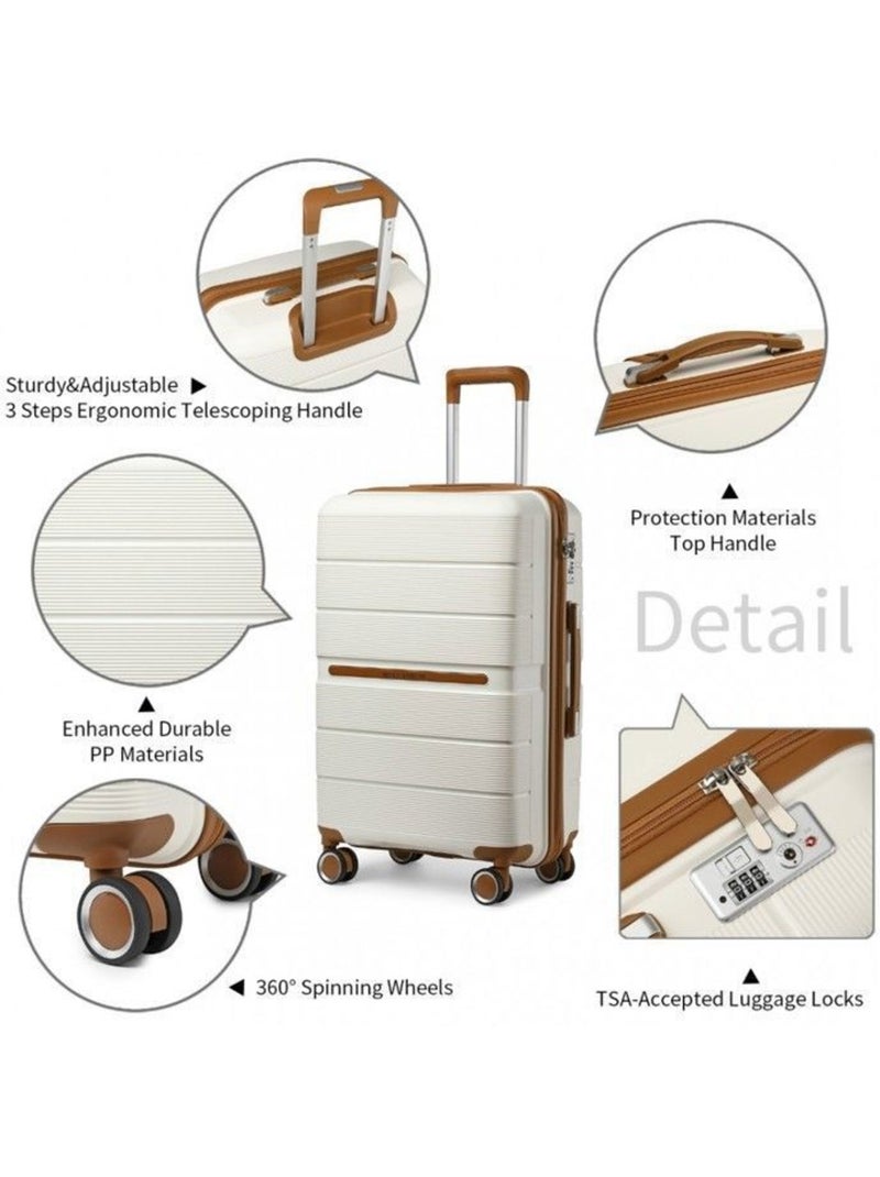 Valise de soute - 76x50x31 cm, rigide polypropylène (pp), 4 roues 360° - british traveller Blanc - Kiabi
