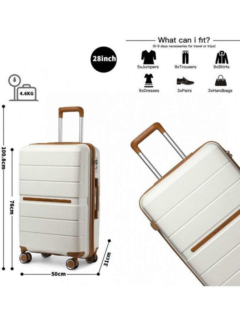 Valise de soute - 76x50x31 cm, rigide polypropylène (pp), 4 roues 360° - british traveller Blanc - Kiabi