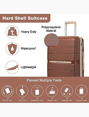 Valise de soute - 76x50x31 cm, rigide polypropylène (pp), 4 roues 360° - british traveller